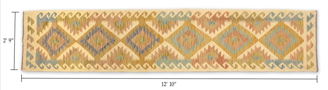 Large Handknotted Wool Persian Tabriz Style Geometric Runner Rug Carpet - 2' 9" x 12' 10" (1 of 4)