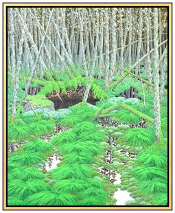 Alan Bray Tree Landscape Casein Painting Signed Framed Board Artwork: This lot includes:Gallery COA & free domestic shipping (*insurance and international shipping for an additional charge)Artist: Alan BrayTitle: Spruce Bog Haystack OriginalMedium: Casein On BoardSize: