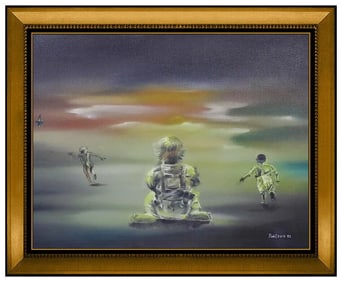 Robert Watson Surreal Child Portrait Oil Painting Signed Framed Canvas Art