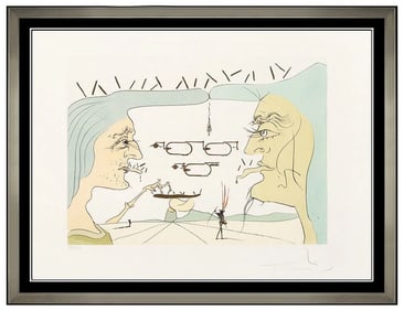 Salvador Dali Le Telegraphe Color Engraving Signed Da Vinci Artwork