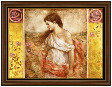 Francois Fressinier Female Portrait Oil Painting Signed Framed Canvas Art