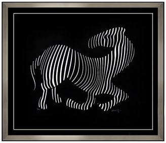Victor Vasarely Zebra Cast Relief Sculpture Signed Large Animal Artwork