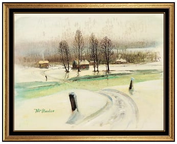 Peter Ellenshaw Disney Winter Oil Painting Signed Framed Rare Artwork