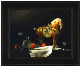 Ronald Goldfinger Still Life Oil Painting Signed Framed Canvas Artwork