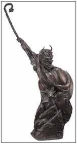 Fritz White Lighting Striker Bronze Sculpture Signed Large Thunder Artwork