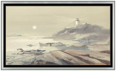 Laurence Philip Sisson Gouache Watercolor Painting Signed Framed Landscape