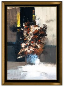 John Terelak Floral Still Life Oil Painting Signed Framed Board Artwork