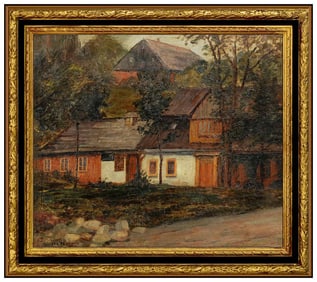 Walter Farndon Rural Landscape Oil Painting Signed Framed Board Artwork