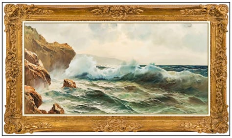 Guido Odierna Ocean Seascape Oil Painting Signed Large Framed Artwork