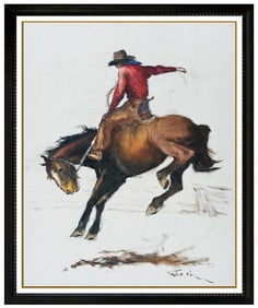 Pal Fried Western Cowboy Oil Painting Signed Framed Horse Artwork
