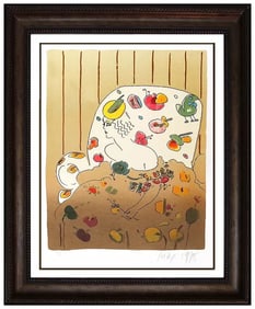 Peter Max Lady In Flowers Lithograph Signed Framed Pop Artwork