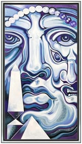 Lowell Nesbitt Figurative Portrait Oil Painting Signed Framed Canvas Art