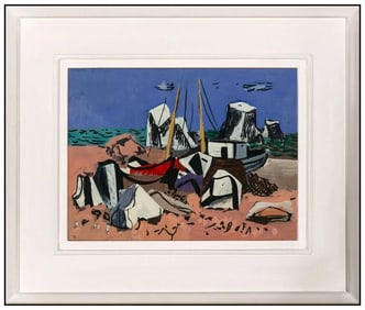 Vaclav Vytlacil Abstract Seascape Oil Painting Signed Framed Board Artwork