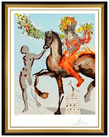 Salvador Dali Harbinger Lithograph Signed Jerusalem Suite Framed Artwork