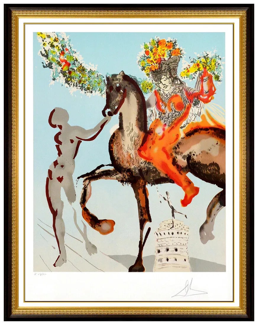 Salvador Dali Harbinger Lithograph Signed Jerusalem Suite Framed Artwork (1 of 5)