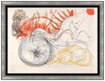 Salvador Dali Elijah and the Chariot Signed Print Framed Surreal Artwork