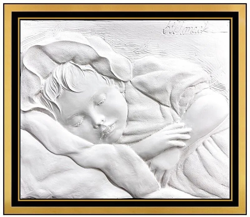 Bill Mack Peaceful Child Bonded Sand Sculpture Signed Bas Relief Art (1 of 4)