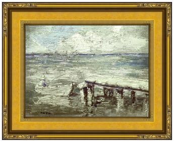 Henri Person Nautical Seascape Oil Painting Signed Framed Board Artwork