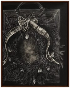 Elad Lassry Still Life Charcoal Drawing Signed Walnut Frame Artwork