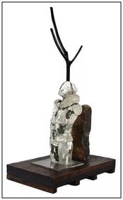 Clifford Rainey Glass Granite Wood Sculpture Signed Assembly Artwork