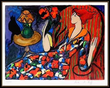 Linda Le Kinff Carmen Embossed Serigraph Signed Modern Portrait Artwork