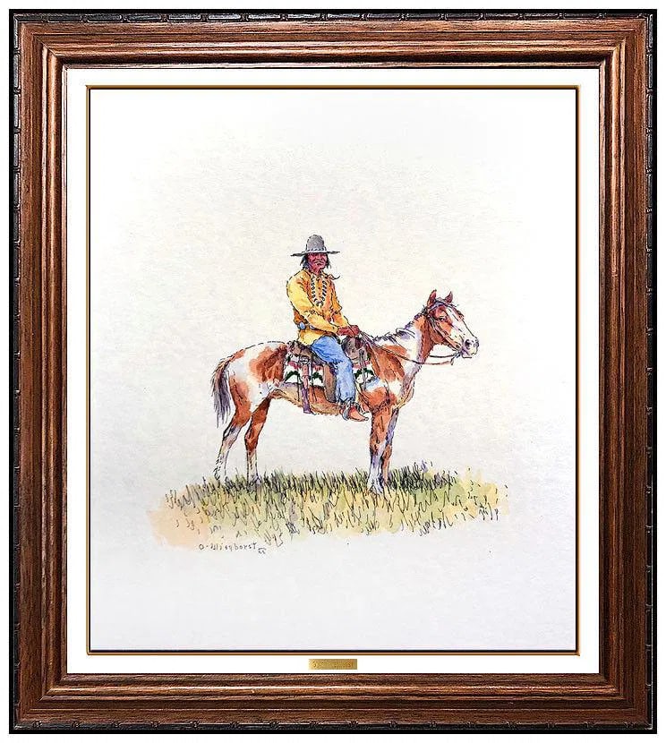 Olaf Wieghorst Native American Horse Watercolor Signed Western Artwork (1 of 5)