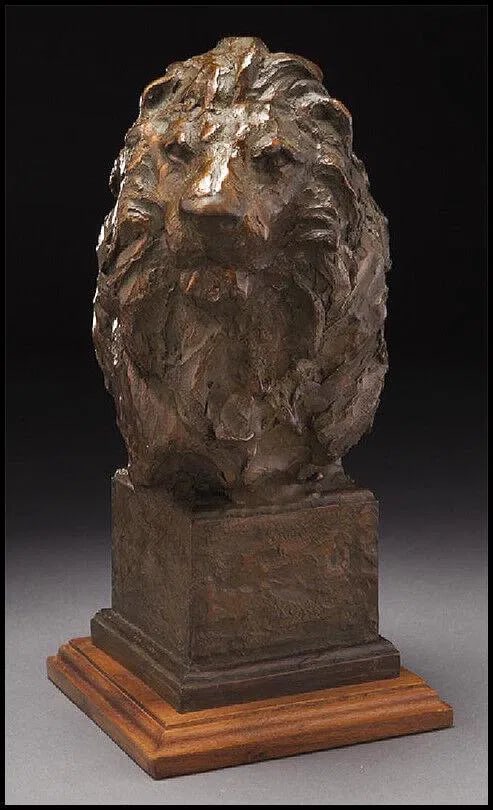 Sandy Scott Bronze Sculpture - Lion Head, Original Signed Animal Art (1 of 9)