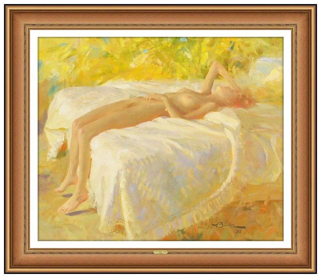Joseph Joe Bowler Original Painting - Signed Female Nude Portrait: This Lot Includes:Gallery Coa & Free Domestic Shipping (*Insurance And International Shipping For An Additional Charge)Artist: Joseph Joe BowlerTitle: Model Resting Medium: Oil painting on canvasSize: