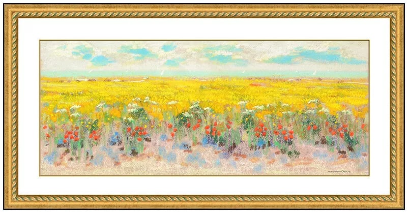 Natale Addamiano Signed Floral Landscape Original Pastel Painting Framed Artwork: This lot includes:Gallery COA & free domestic shipping (*insurance and international shipping for an additional charge)Artist: Natale Addamiano Title: Flower PastureMedium: Pastel PaintingSize: 8" x 2