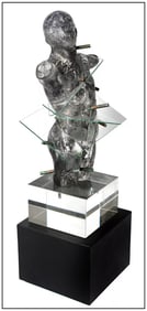 Clifford Rainey Signed Glass Bronze Assembly Sculpture Original Art