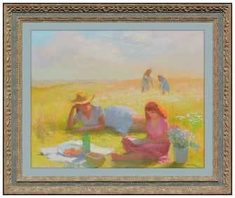 Betty Warren Signed Portrait Landscape Original Oil Painting on Board Framed