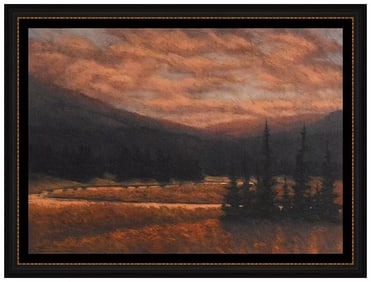 Paul Waldum Large Signed Landscape Original Pastel Painting Framed