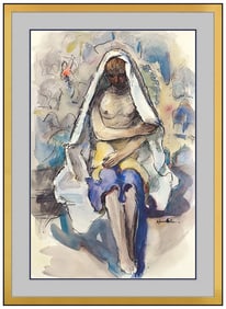Clarence Hinkle Signed Original Ink Watercolor Painting Framed