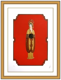 Erte 'Plum Blossom' Signed Female Fashion Design Art Deco Serigraph