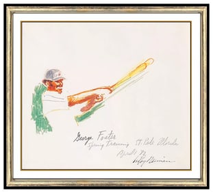 Leroy Neiman New York Mets Baseball Signed Original Color Ink Drawing