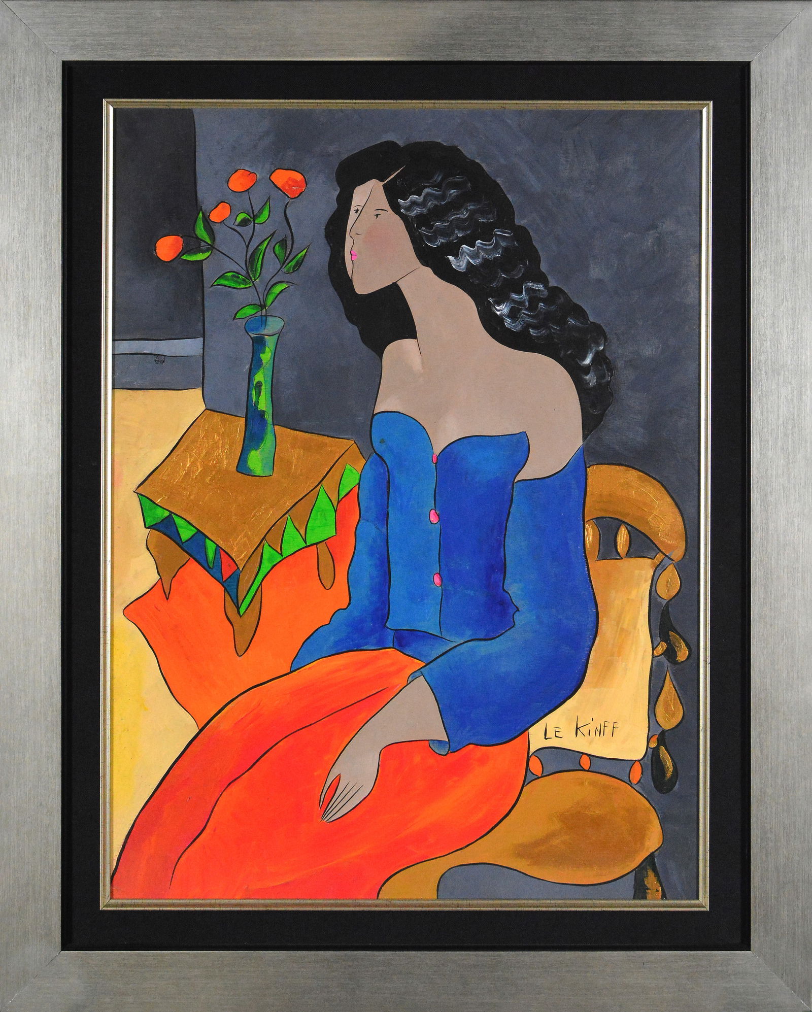 Linda Le Kinff Thursday Morning Original Oil on Canvas Painting Signed and Framed Portrait Artwork (1 of 5)