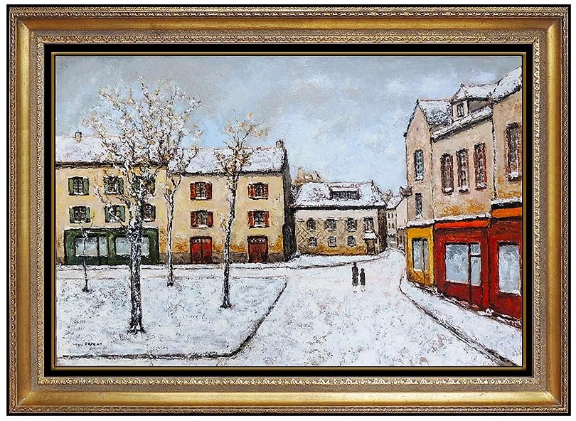 Louis Peyrat Large Signed French Cityscape Original Painting on Canvas (1 of 7)