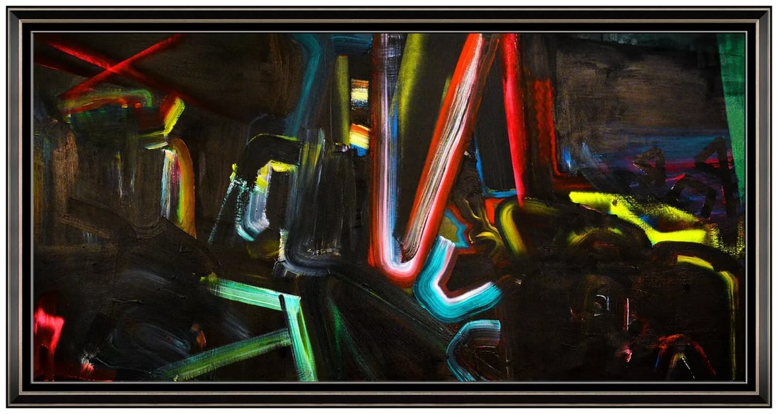 Wendy White Large Signed Modern Abstract Original Oil Painting on Canvas (1 of 5)