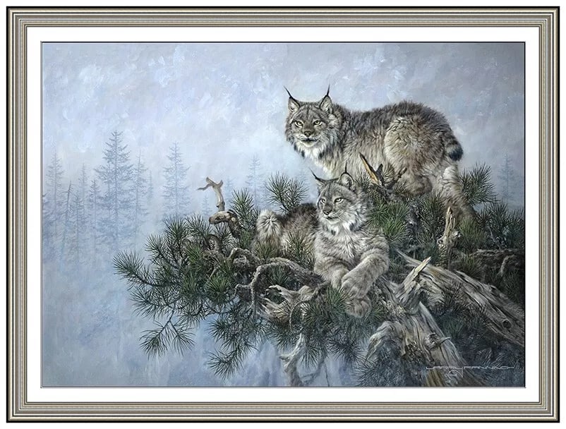 Larry Fanning Large Signed Animal Original Oil Painting on Canvas Framed (1 of 5)
