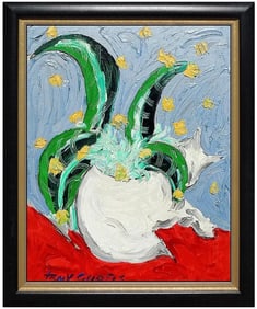 Tony Curtis Large Signed Flowers Still Life Original Painting Oil on Canvas