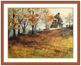 Philip Jamison Large Signed Landscape Original Watercolor Painting Framed