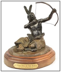 Bill Nebeker 'I Will Tell Of The Hunt' Signed Western Portrait Bronze
