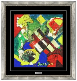David Burliuk Signed Abstract Original Oil Painting on Board Framed