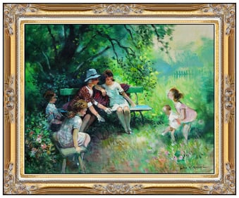 Jules R. Herve Large Signed Landscape Original Oil Painting on Canvas 29x36