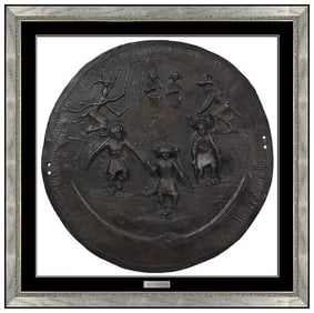 Allan Houser 'Southwest Dance Shield' Signed Bronze Wall Relief Sculpture