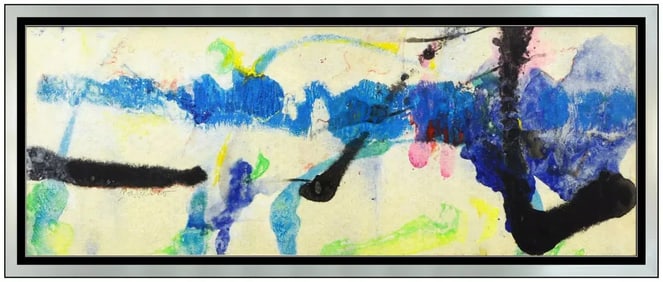 Louis Catusco Signed Abstract Cityscape Original Acrylic Painting Framed