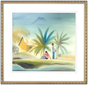 Dale Nichols Signed Guatemala Landscape Original Gouache Painting Framed