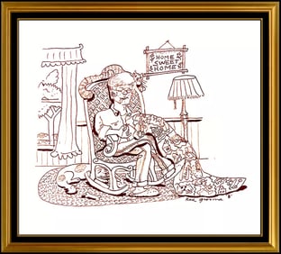 Red Grooms Signed Caricature Modern Art Original Ink Drawing Painting Rare