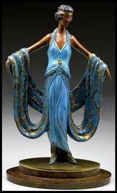 Erte 'Gala' Signed Bronze Sculpture by Romain De Tirtoff Gouache $16,000
