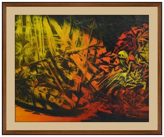 Robert Ray Signed Abstract Landscape Original Painting on Canvas Framed